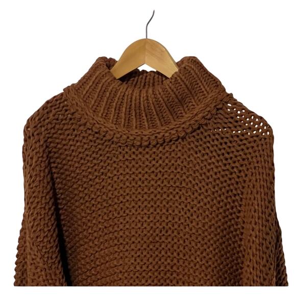 FREE PEOPLE MY ONLY SUNSHINE COWL-NECK SWEATER CARAMALIZED BROWN SMALL NEW - Picture 5 of 13